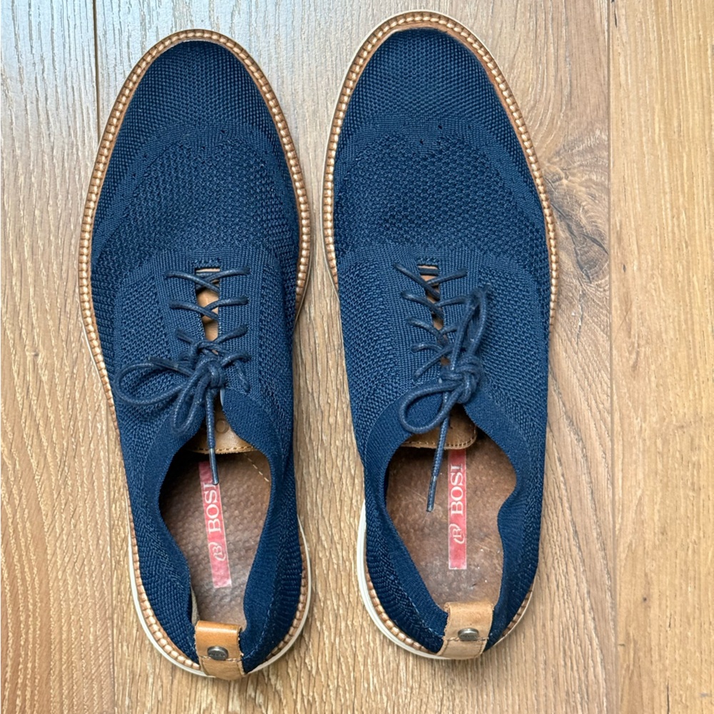 Men's Navy Knit Oxford Shoes